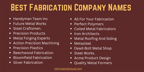 cool metal fabrication business names|fabrication shop names ideas.